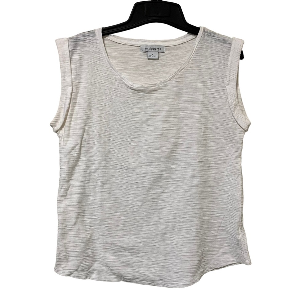 Liz Claiborne White Textured Cap Sleeve Top